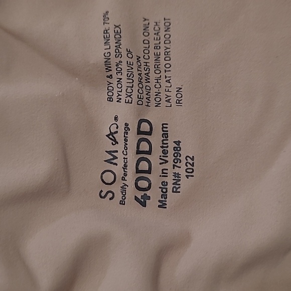 Soma Tan Bodify Perfect Coverage Underwire Front Closure Bra size 40DDD - Picture 6 of 6